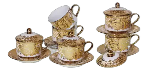 Vicenza CRY85 Cangkir & Lepek Dengan Tutup Motif Chrome
