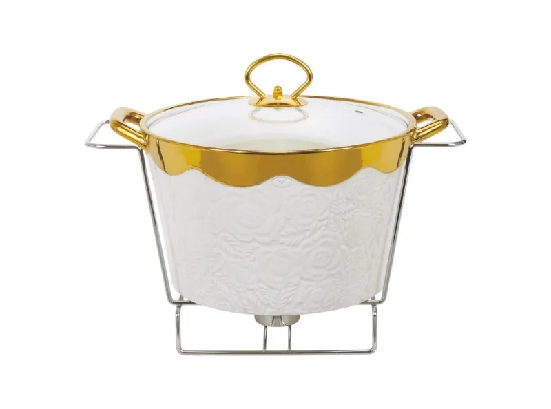 Vicenza CR919 Penghangat Makanan Bulat 3 Buah Motif Chrome